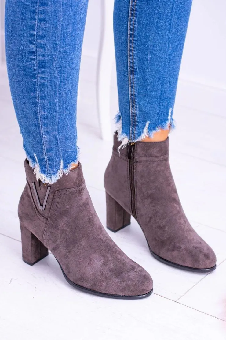 Damskie Buty Sergio Leone Sergio Leone Botki Na Słupku Coffe Zamsz Valentia