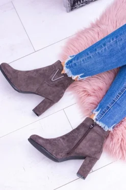 Damskie Buty Sergio Leone Sergio Leone Botki Na Słupku Coffe Zamsz Valentia