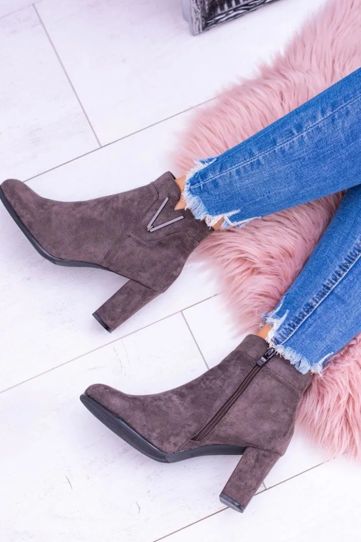 Damskie Buty Sergio Leone Sergio Leone Botki Na Słupku Coffe Zamsz Valentia