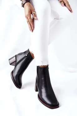 Damskie Buty Sergio Leone Sergio Leone Botki Na Słupku BT545 Czarne