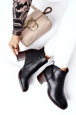 Damskie Buty Sergio Leone Sergio Leone Botki Na Słupku BT545 Czarne