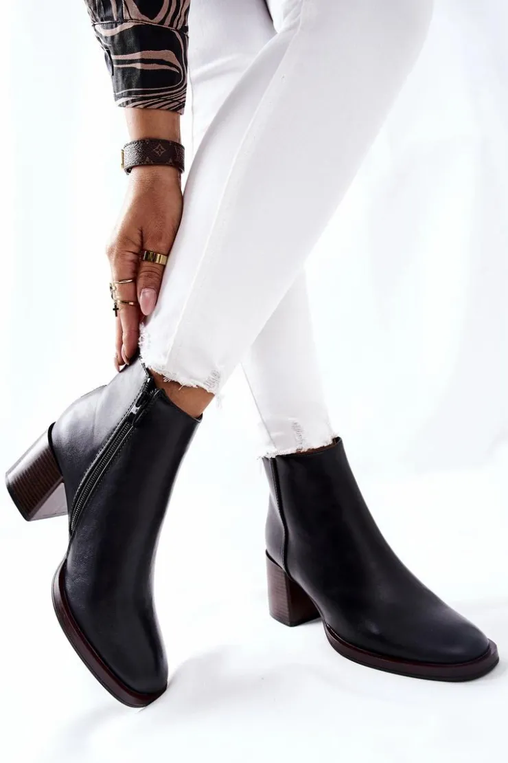 Damskie Buty Sergio Leone Sergio Leone Botki Na Słupku BT545 Czarne