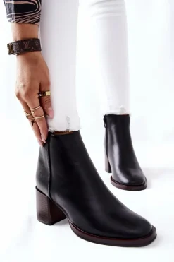 Damskie Buty Sergio Leone Sergio Leone Botki Na Słupku BT545 Czarne