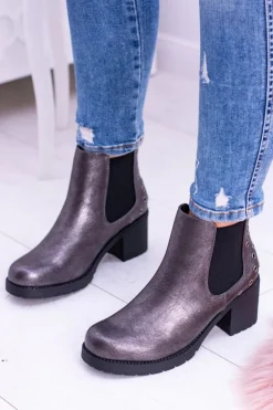 Buty Sergio Leone Botki Na Słupku|Czarne Botki*Sergio Leone Ciemnoszare Botki Na Słupku Megusto