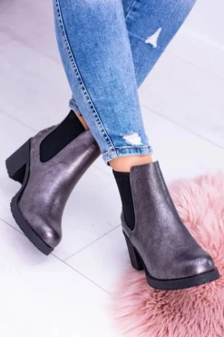 Buty Sergio Leone Botki Na Słupku|Czarne Botki*Sergio Leone Ciemnoszare Botki Na Słupku Megusto