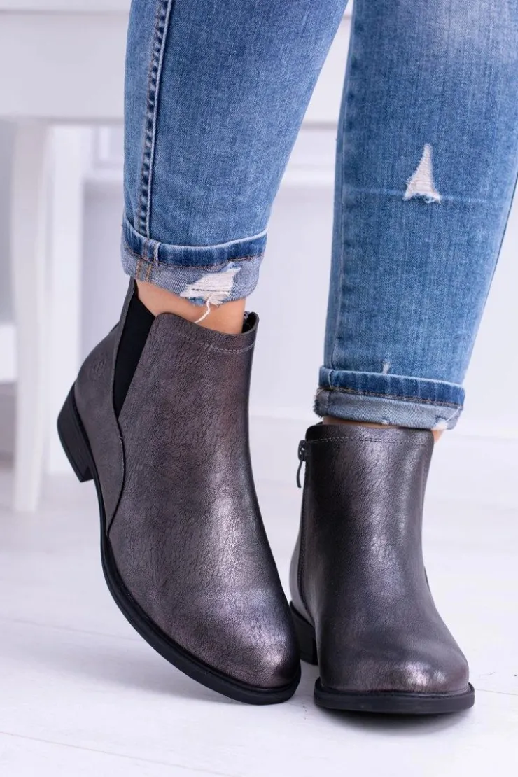 Discount Buty Sergio Leone Sergio Leone Ciemnoszare Botki Płaski Obcas Vuko