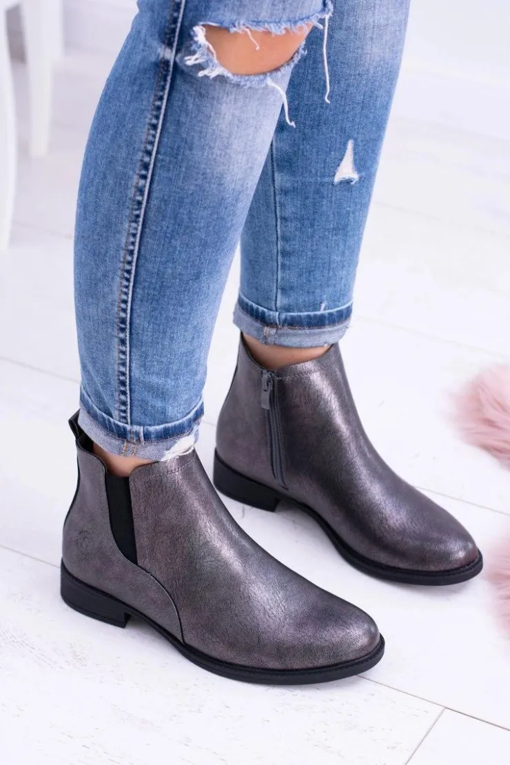 Discount Buty Sergio Leone Sergio Leone Ciemnoszare Botki Płaski Obcas Vuko