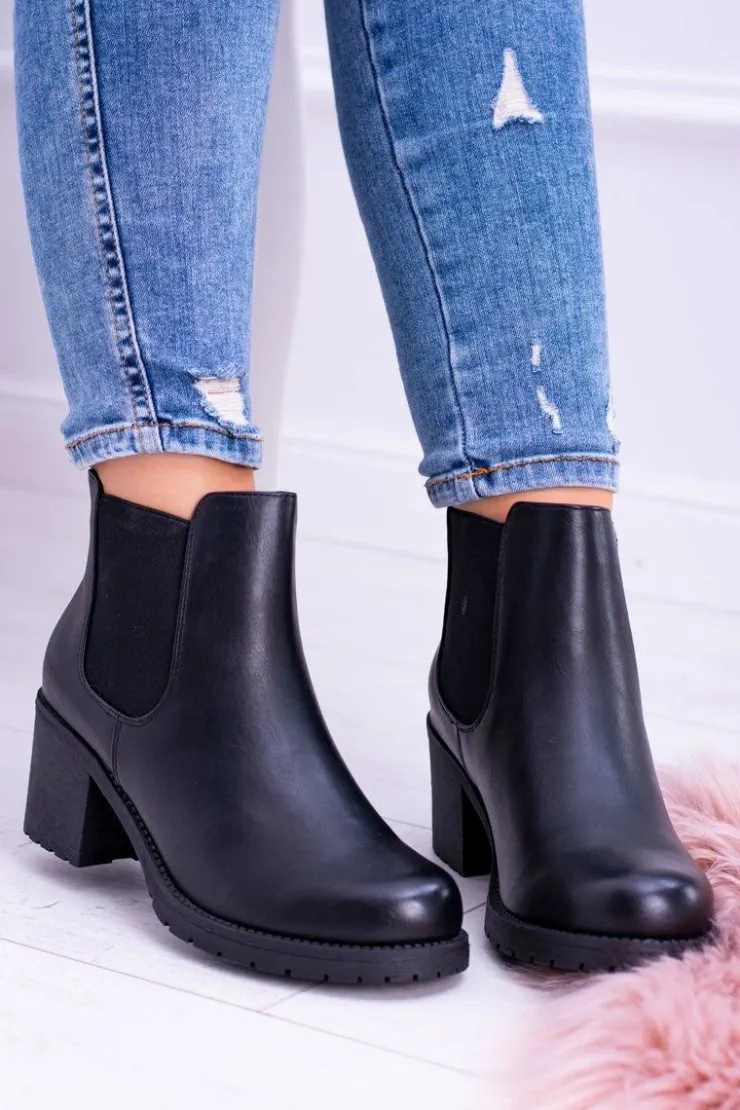 Outlet Buty Sergio Leone Sergio Leone Czarne Botki Na Słupku Tulso