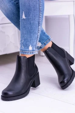 Outlet Buty Sergio Leone Sergio Leone Czarne Botki Na Słupku Tulso