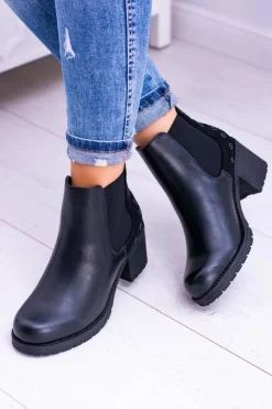 Best Buty Sergio Leone Sergio Leone Czarne Botki Na Słupku Megusto