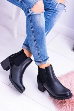 Best Buty Sergio Leone Sergio Leone Czarne Botki Na Słupku Megusto