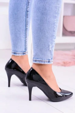 Buty Sergio Leone Sergio Leone Lakierowane Czółenka Szpilki Czarne Greca