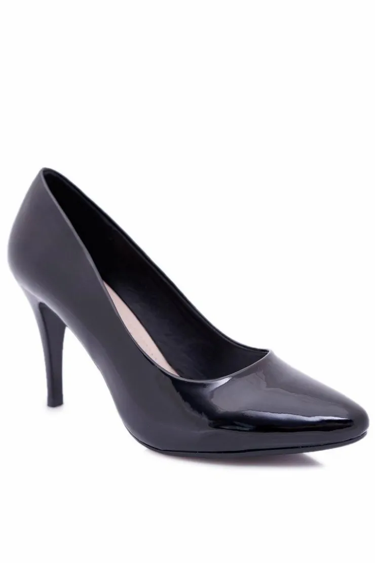 Buty Sergio Leone Sergio Leone Lakierowane Czółenka Szpilki Czarne Greca