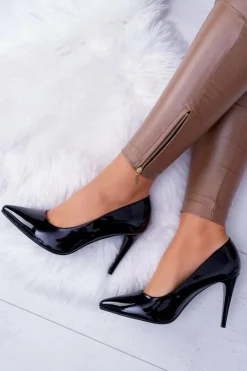 Damskie Buty Sergio Leone Sergio Leone Lakierowane Czółenka Szpilki Czarne Feliciana