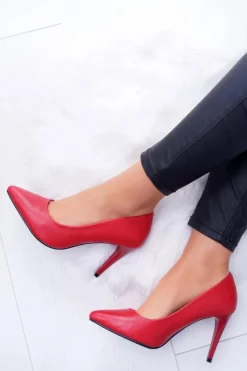 Buty Sergio Leone Czółenka Klasyczne*Sergio Leone Matowe Czółenka Szpilki Czerwone Feliciana