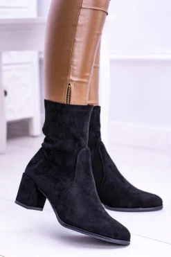 Buty Sergio Leone Botki Na Słupku|Czarne Botki*Sergio Leone Ocieplane Wsuwane Czarne Damskie Botki Picodi