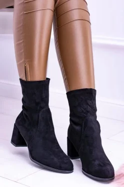 Buty Sergio Leone Botki Na Słupku|Czarne Botki*Sergio Leone Ocieplane Wsuwane Czarne Damskie Botki Picodi