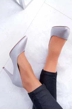 Best Buty Sergio Leone Sergio Leone Perłowe Czółenka Szpilki Srebrne Feliciana