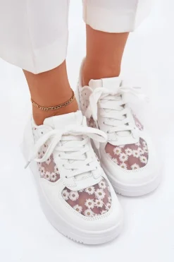 Damskie Boto Siateczkowe Sneakersy Damskie Stokrotki Białe Jenithra