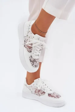 Damskie Boto Siateczkowe Sneakersy Damskie Stokrotki Białe Jenithra