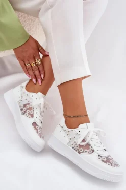 Damskie Boto Siateczkowe Sneakersy Damskie Stokrotki Białe Jenithra