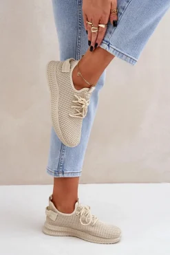 Damskie Boto Siateczkowe Wsuwane Buty Sportowe Damskie Beżowe Harice