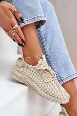 Damskie Boto Siateczkowe Wsuwane Buty Sportowe Damskie Beżowe Harice
