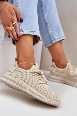 Damskie Boto Siateczkowe Wsuwane Buty Sportowe Damskie Beżowe Harice