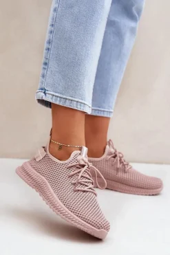Hot Boto Siateczkowe Wsuwane Buty Sportowe Damskie Różowe Harice