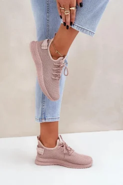 Hot Boto Siateczkowe Wsuwane Buty Sportowe Damskie Różowe Harice