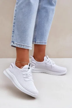 Boto Sneakersy Damskie*Siateczkowe Wsuwane Buty Sportowe Damskie Białe Harice