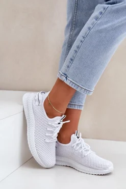 Boto Sneakersy Damskie*Siateczkowe Wsuwane Buty Sportowe Damskie Białe Harice