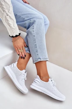 Boto Sneakersy Damskie*Siateczkowe Wsuwane Buty Sportowe Damskie Białe Harice