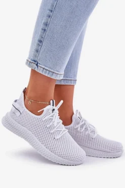 Boto Sneakersy Damskie*Siateczkowe Wsuwane Buty Sportowe Damskie Białe Harice