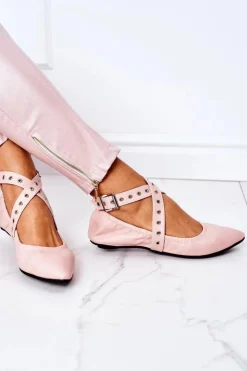 Boto Baleriny Klasyczne*Składane Skórzane Baleriny Lu Boo Różowe