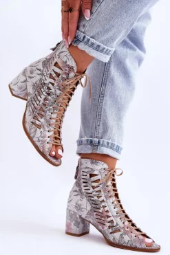 Maciejka Botki Wiosenne|Botki Maciejka*Skórzane Ażurowe Botki 04040-11 Białe