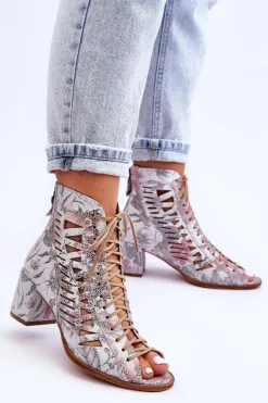 Maciejka Botki Wiosenne|Botki Maciejka*Skórzane Ażurowe Botki 04040-11 Białe