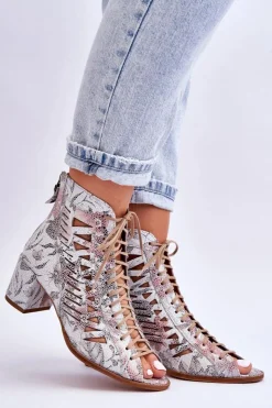 Maciejka Botki Wiosenne|Botki Maciejka*Skórzane Ażurowe Botki 04040-11 Białe