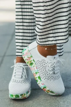 Damskie Artiker Skórzane Ażurowe Półbuty Damskie Na Koturnie 56C1532 Białe