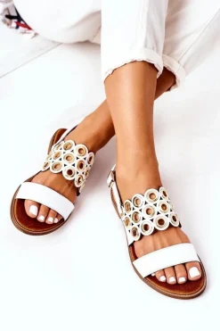 Boto Sandały Ażurowe|Sandały Płaskie*Skórzane Ażurowe Sandały Lewski Shoes 3042 Białe