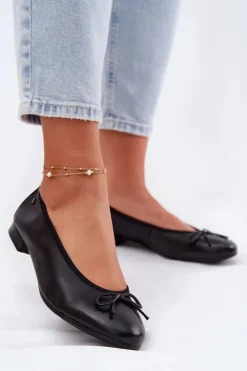 Damskie Maciejka Skórzane Baleriny Damskie P6800-01 Czarne