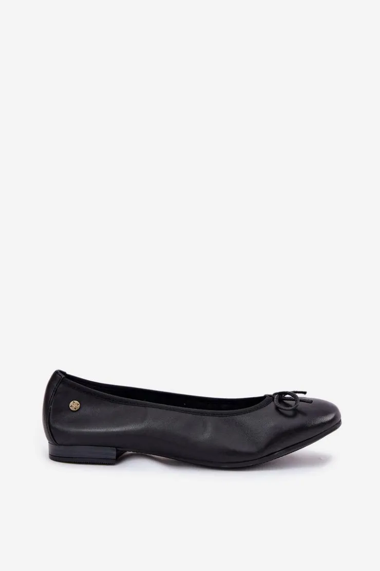 Damskie Maciejka Skórzane Baleriny Damskie P6800-01 Czarne