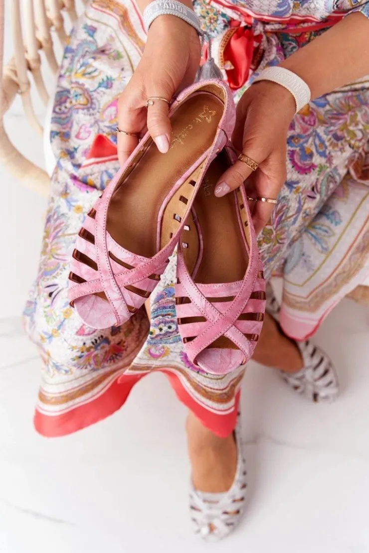 Sale Maciejka Skórzane Baleriny Czerwone 04506-28