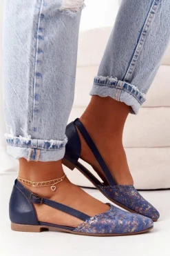 Maciejka Baleriny Skórzane|Baleriny Klasyczne*Skórzane Baleriny 4972A-17 Granatowe