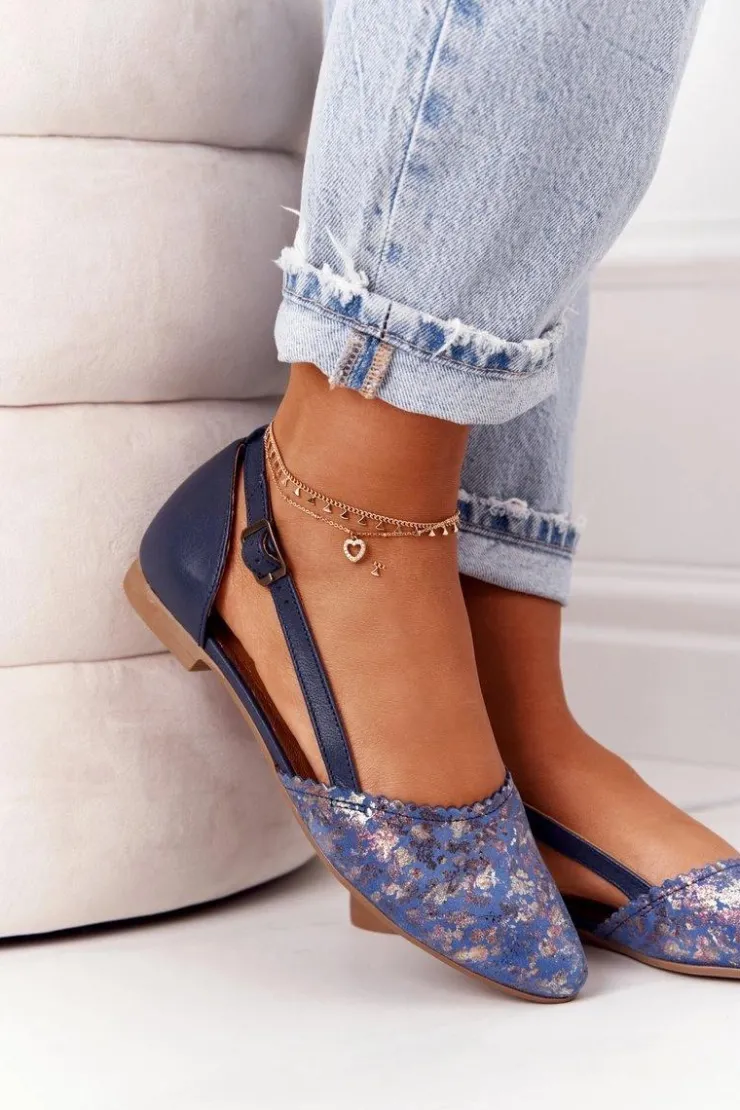 Maciejka Baleriny Skórzane|Baleriny Klasyczne*Skórzane Baleriny 4972A-17 Granatowe