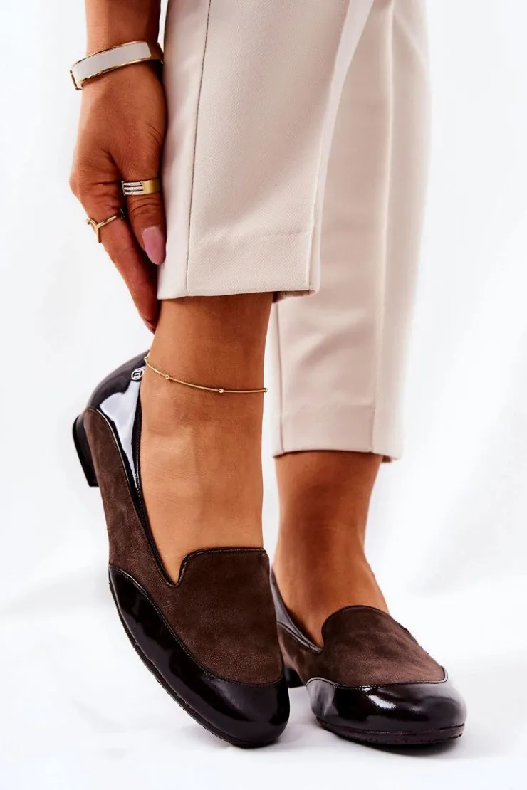 Damskie Monnari Skórzane Baleriny 0920-017 Brązowe