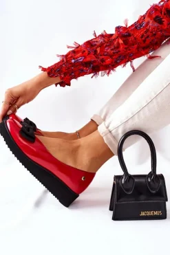 Best Maciejka Skórzane Baleriny Na Platformie 05062-08 Czerwone