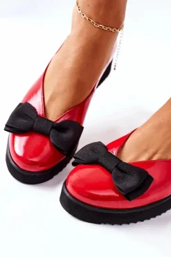 Best Maciejka Skórzane Baleriny Na Platformie 05062-08 Czerwone