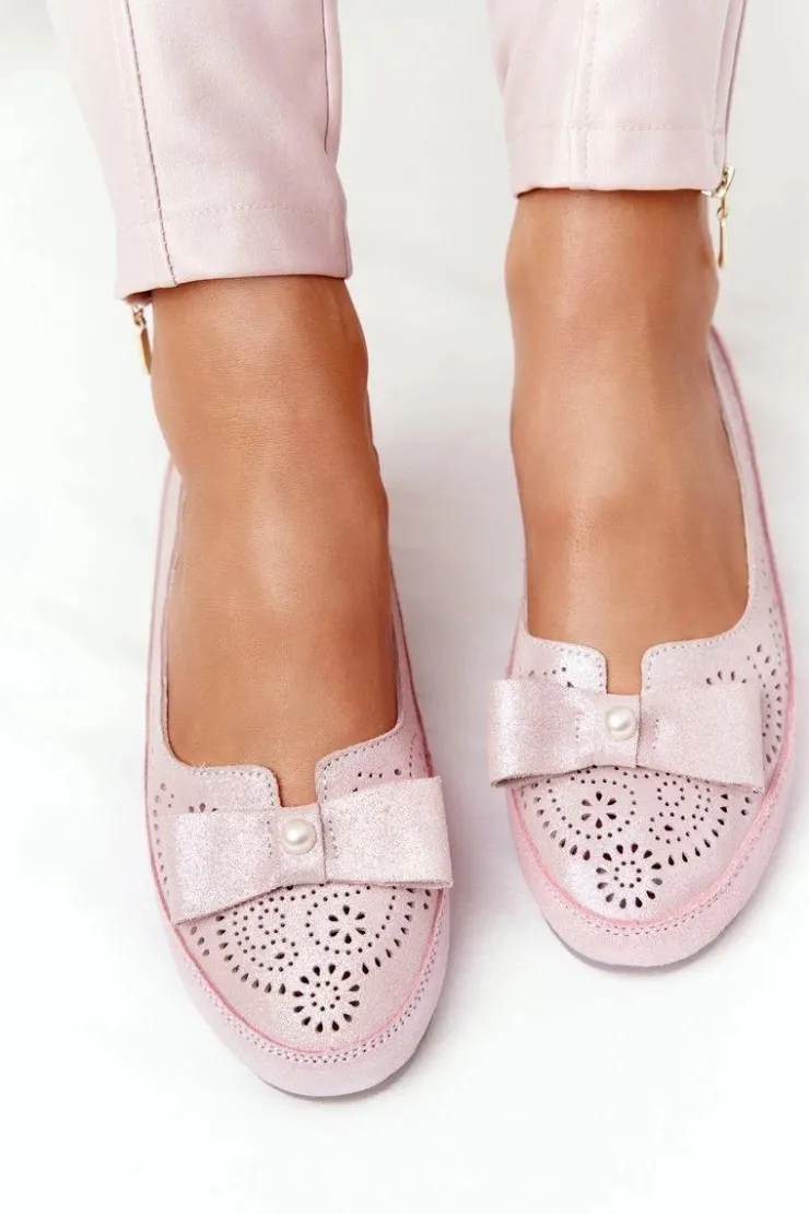 Sale Evento Skórzane Baleriny RIO FLORE Eco-Friendly Różowe