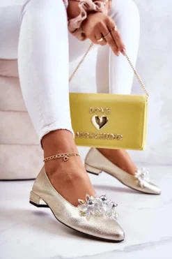 Boto Baleriny Skórzane|Baleriny Klasyczne*Skórzane Baleriny Z Elegancką Ozdobą Złote Millany